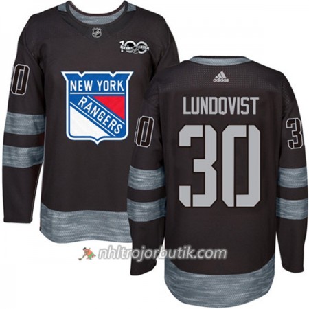 Män Ishockey New York Rangers Tröja Henrik Lundqvist 30 1917-2017 100th Anniversary Adidas Svart Authentic